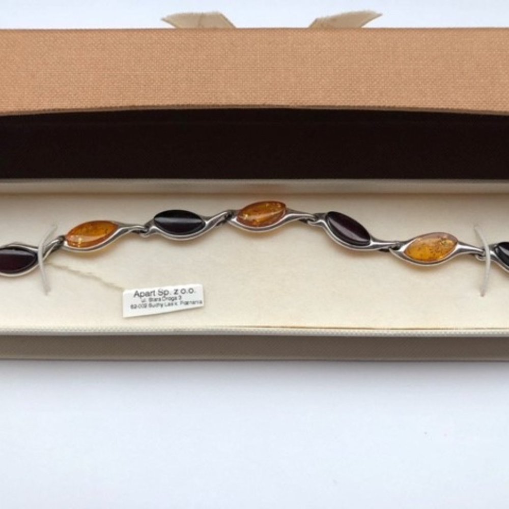 Baltic Amber Bracelet - 7 1/4 inch - 925 Sterling Silver